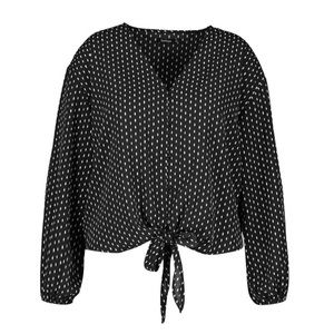 Boohoo Diamond Print Tie Front Blouse